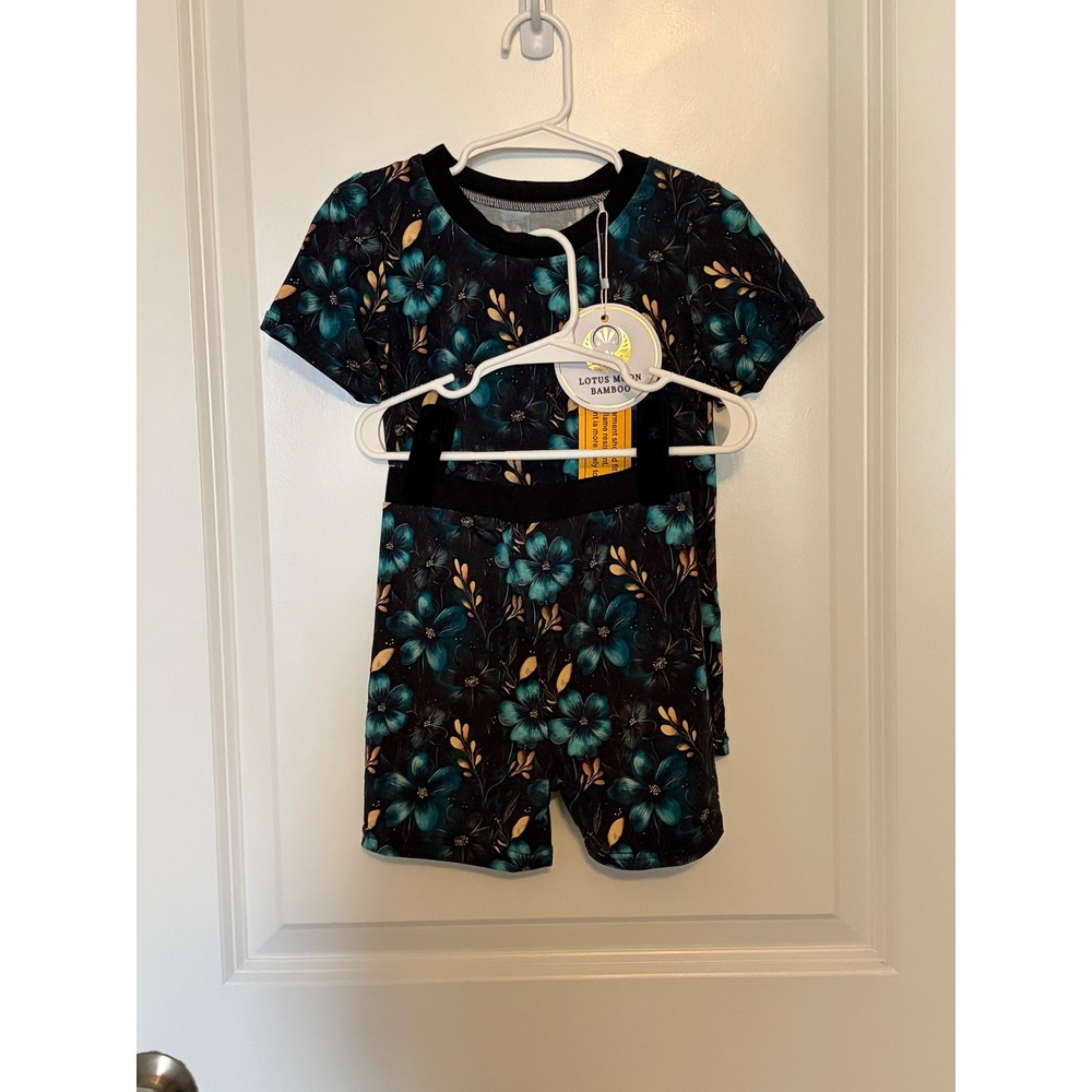 Lotus Moon Bamboo Toddler Pajamas 3T Floral Print Snug Fit Sleepwear